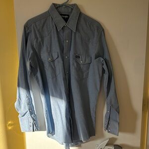Wrangler Men's Faded Blue Western Snap-Front Shirt